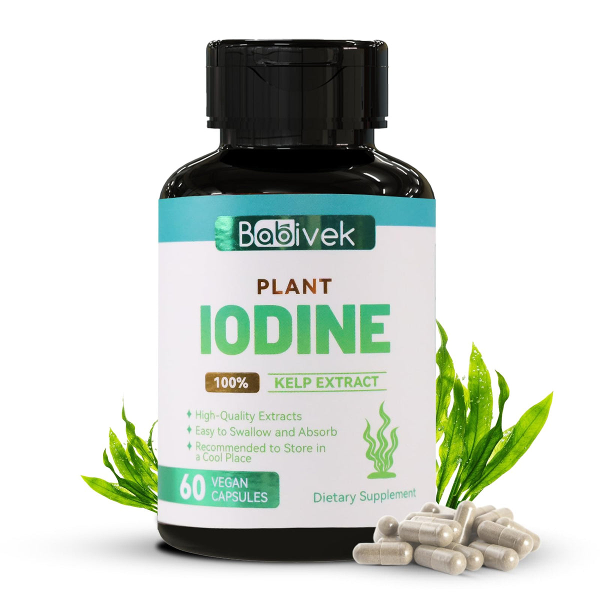 Flacon de 60 capsules végétales de Babivek complément alimentaire iode