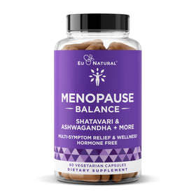 Flacon de 60 capsules végétales Eu Natural Menopause vue de face