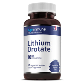 Flacon de 60 capsules végétariennes d'AgeImmune Lithium Orotate 10mg