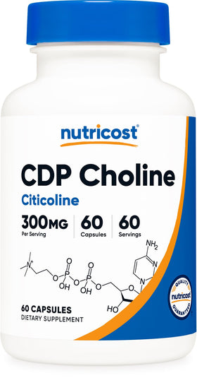 Flacon de 60 capsules végétariennes de CDP Choline Nutricost