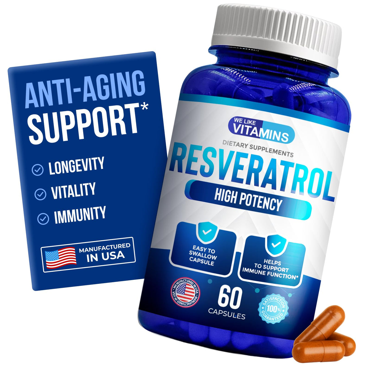 Flacon de 60 capsules végétariennes de We Like Vitamins Resvératrol