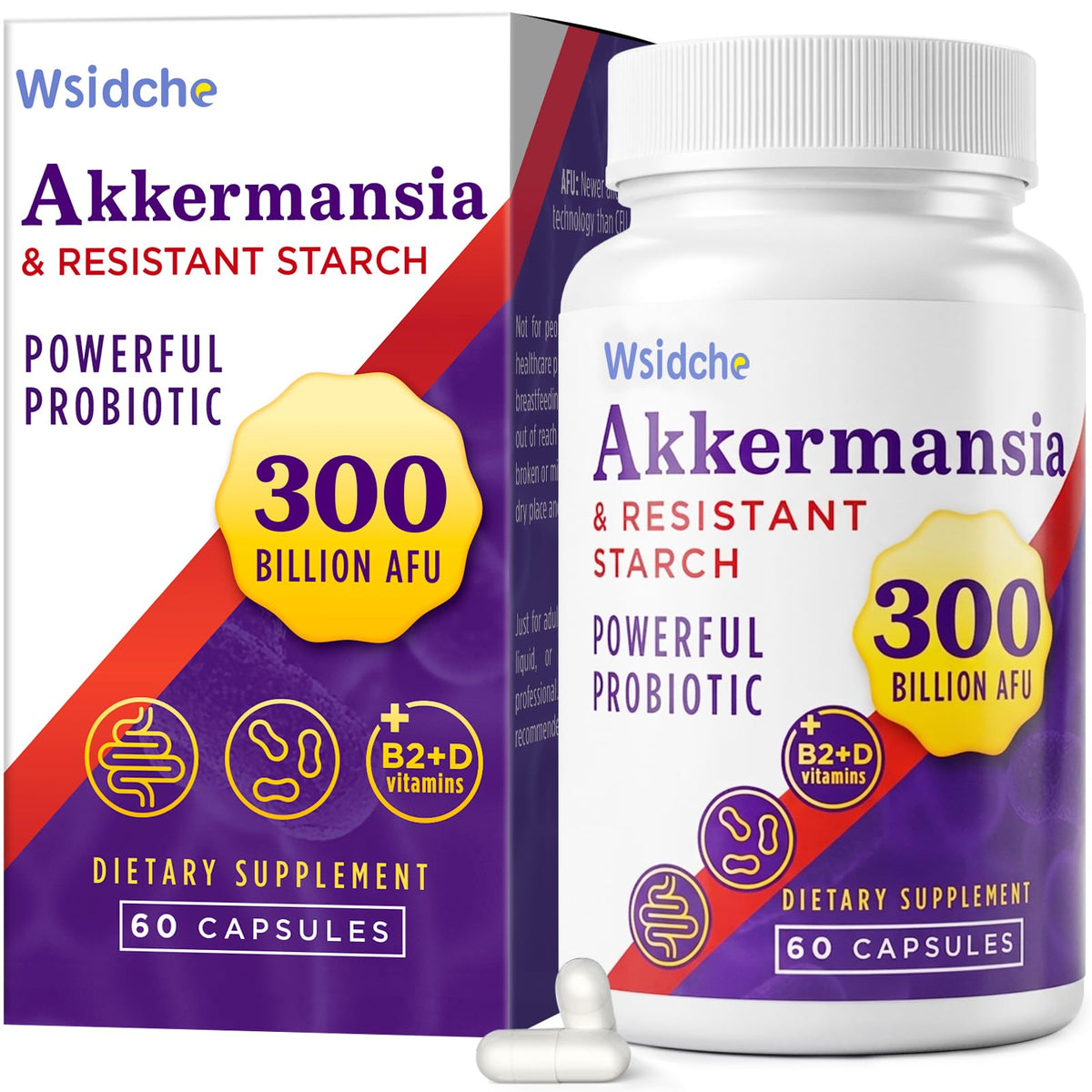 Flacon de 60 capsules Wsidche Akkermansia Muciniphila 300 milliards AFU
