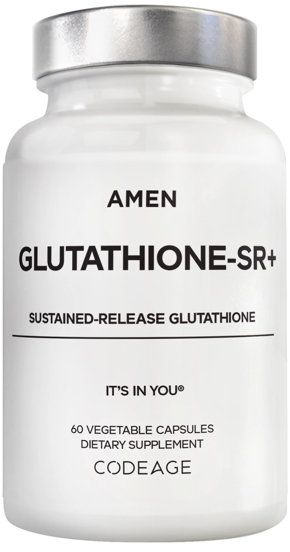 Flacon de 60 gélules Amen Glutathione-SR+ vue avant