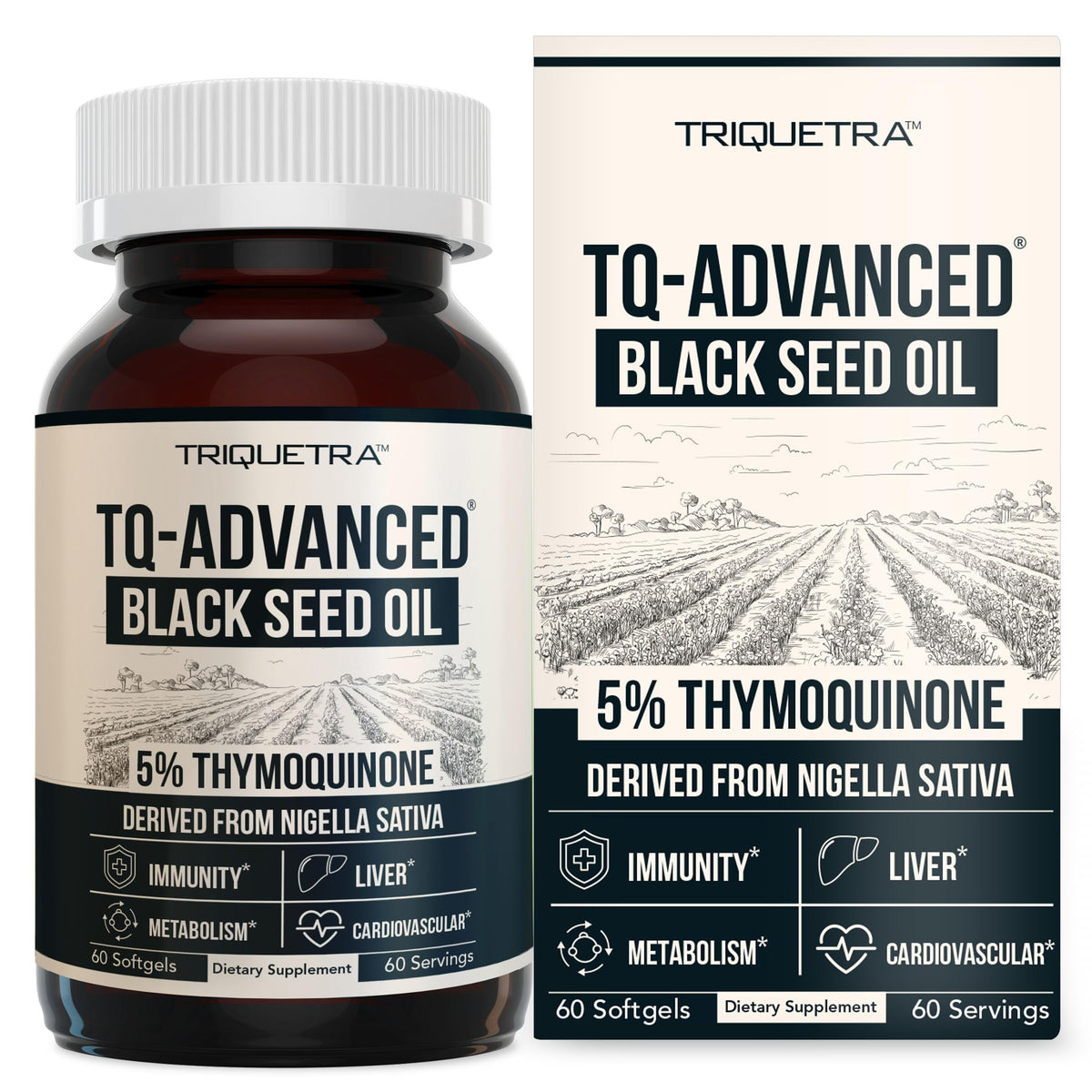 Flacon de 60 gélules d'huile de graines noires TQ-Advanced Triquetra Health