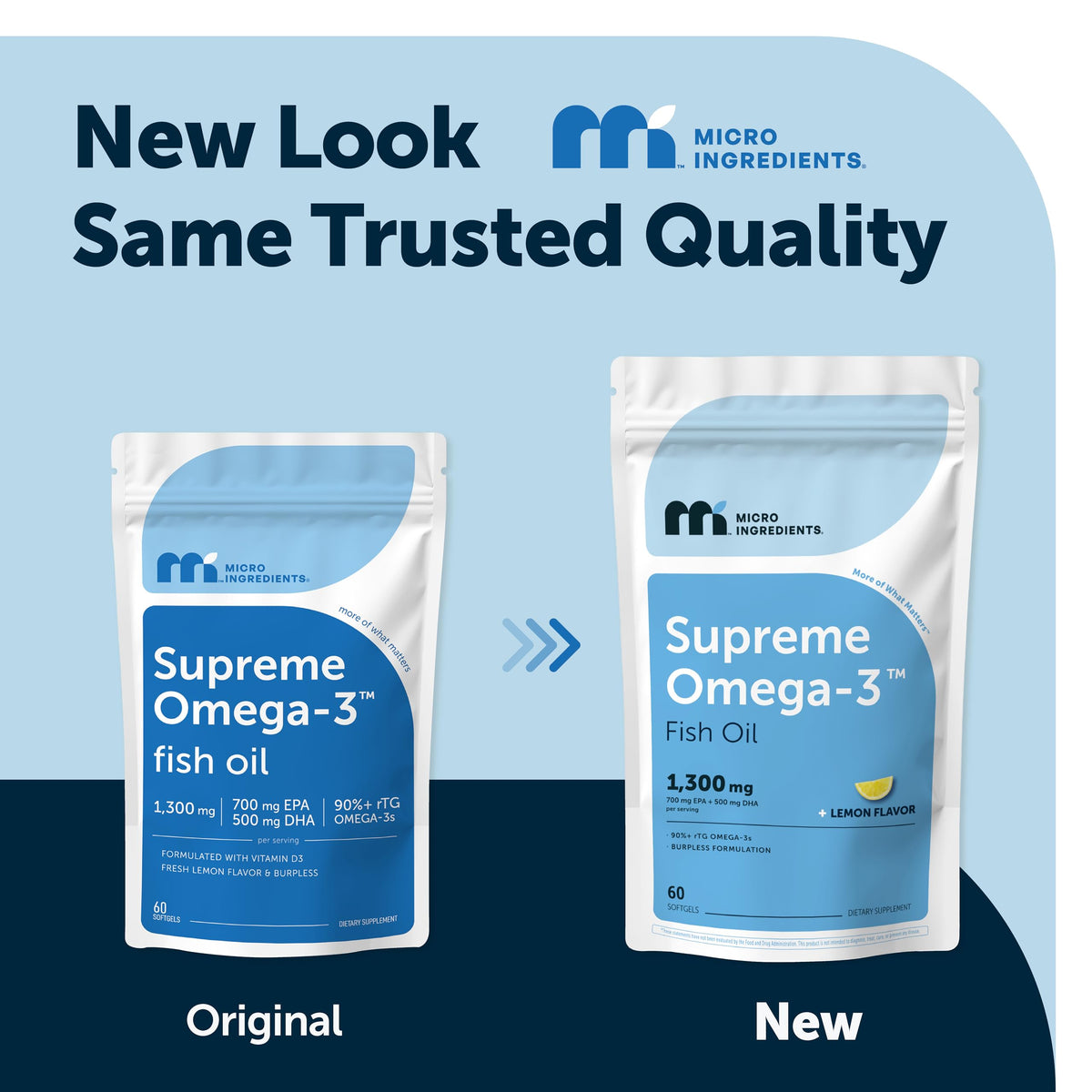 Flacon de 60 gélules d'huile de poisson Omega-3 Micro Ingredients