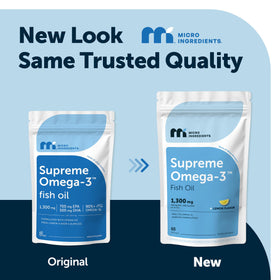 Flacon de 60 gélules d'huile de poisson Omega-3 Micro Ingredients