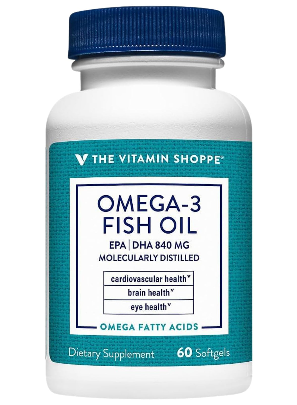 Flacon de 60 gélules d'Omega 3 The Vitamin Shoppe avant