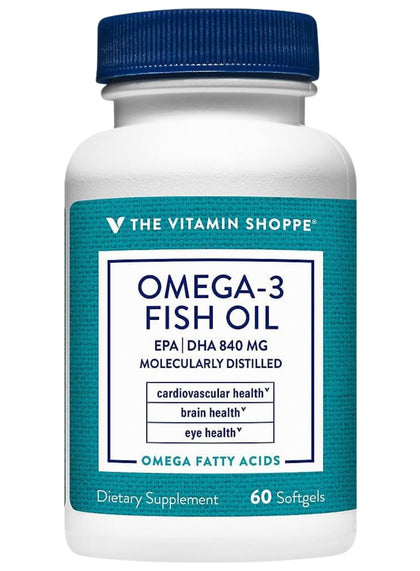 Flacon de 60 gélules d'Omega 3 The Vitamin Shoppe avant