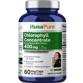 Flacon de 60 gélules de chlorophylle NusaPure vue de face