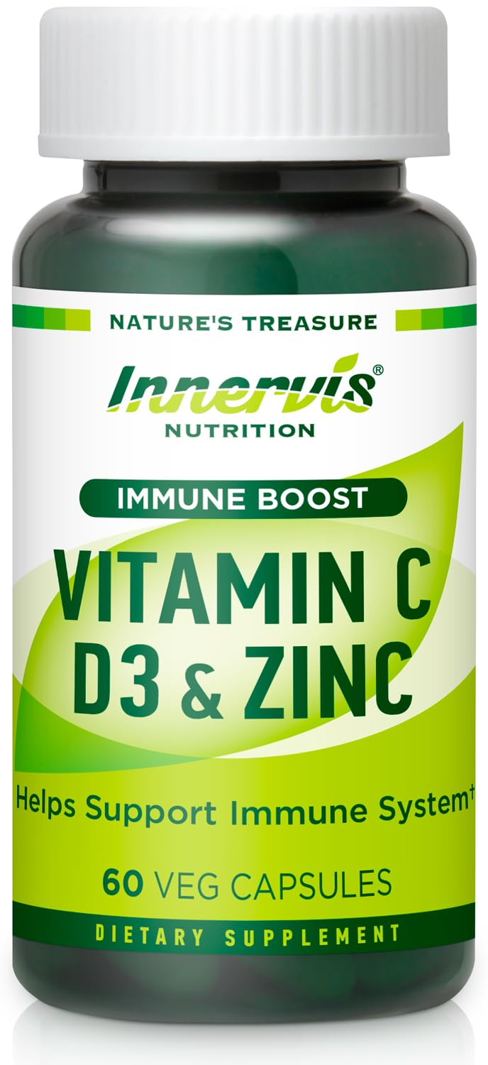 Flacon de 60 gélules végétales de Complexe de Vitamines C, D3 et Zinc