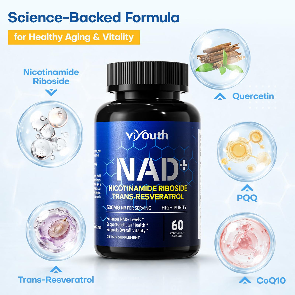 Flacon de 60 gélules VIYOUTH NAD+ 500mg