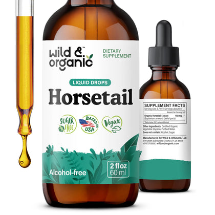 Flacon de 60 ml d'extrait de prêle Wild & Organic vue de face