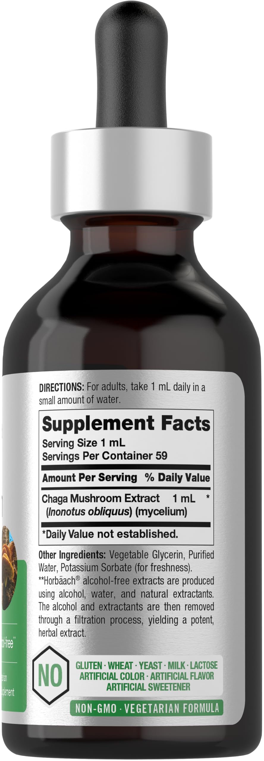 Flacon de 60 ml d'extrait liquide de champignon Chaga Horbäach