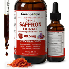 Flacon de 60 ml de compléments GREENPEOPLE au safran, vue avant