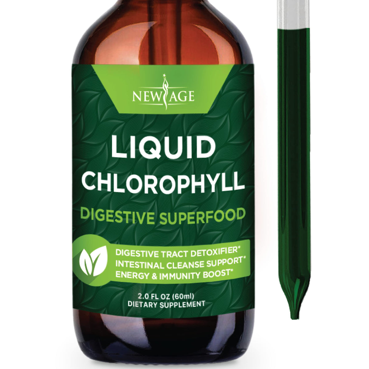 Flacon de 60 ml de gouttes de chlorophylle liquide NEW AGE