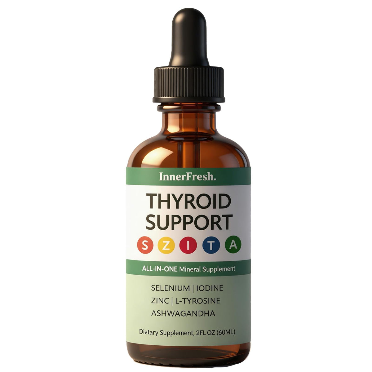 Flacon de 60 mL de Gouttes de Soutien Thyroïdien SAPURAIS vu de face