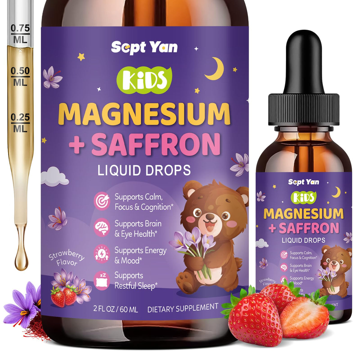 Flacon de 60 ml de gouttes liquides de magnésium glycinate SEPT YAN