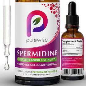 Flacon de 60 ml de gouttes liquides de spermidine PureWise, menthe bio