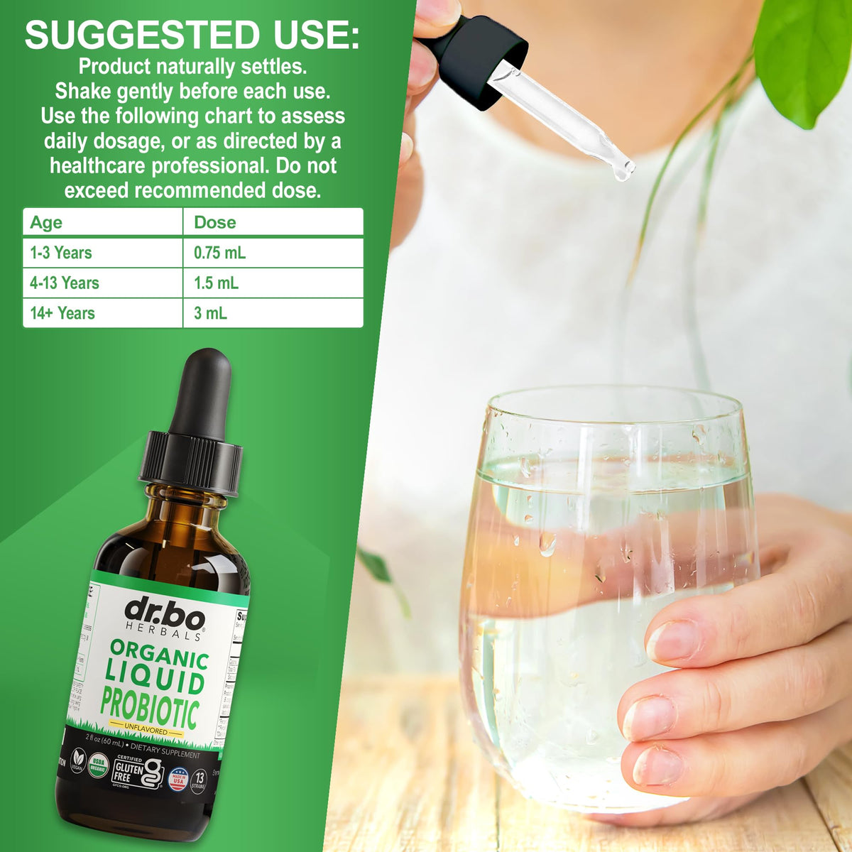 Flacon de 60 ml de gouttes probiotiques DR. BO