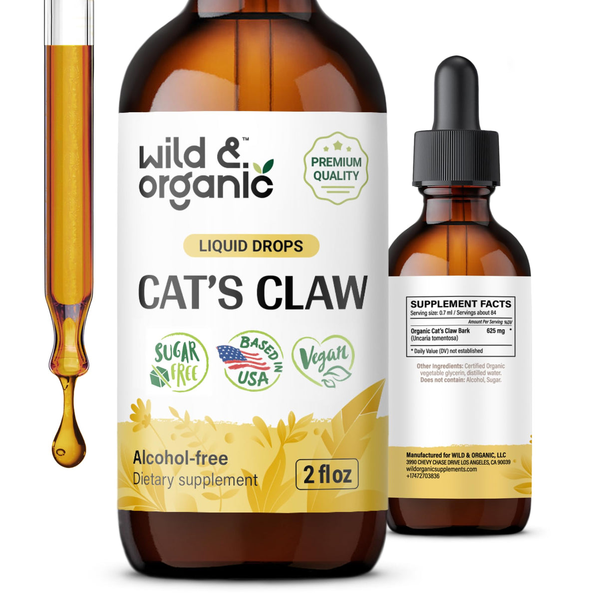 Flacon de 60 ml de Griffe de Chat Wild & Organic vue de face