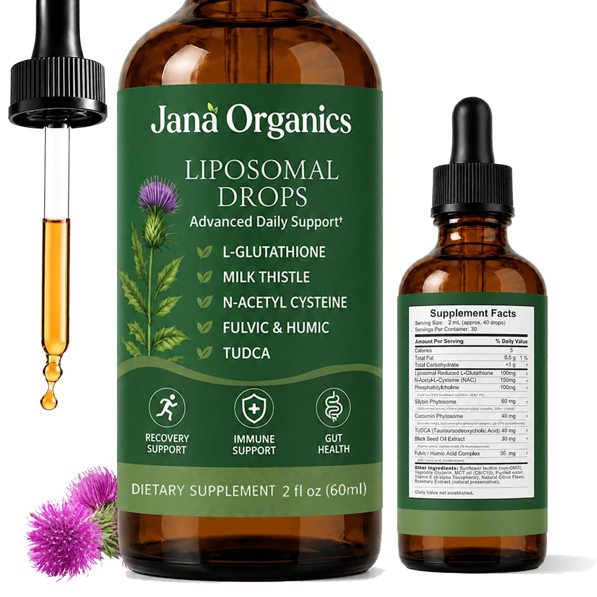 Flacon de 60 ml de Jana Organics Complément Alimentaire Liquide vue de face