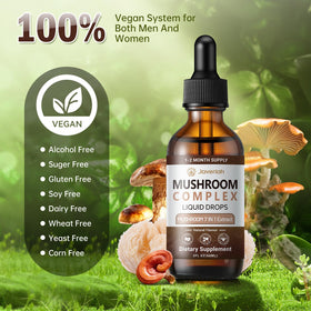 Flacon de 60 ml de Javeriah avec champignons en arrière-plan
