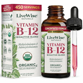 Flacon de 60 ml de vitamine B12 liquide Live Wise Naturals