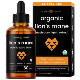 Flacon de 60ml d'extrait de champignon Lion’s Mane de NutraChamps