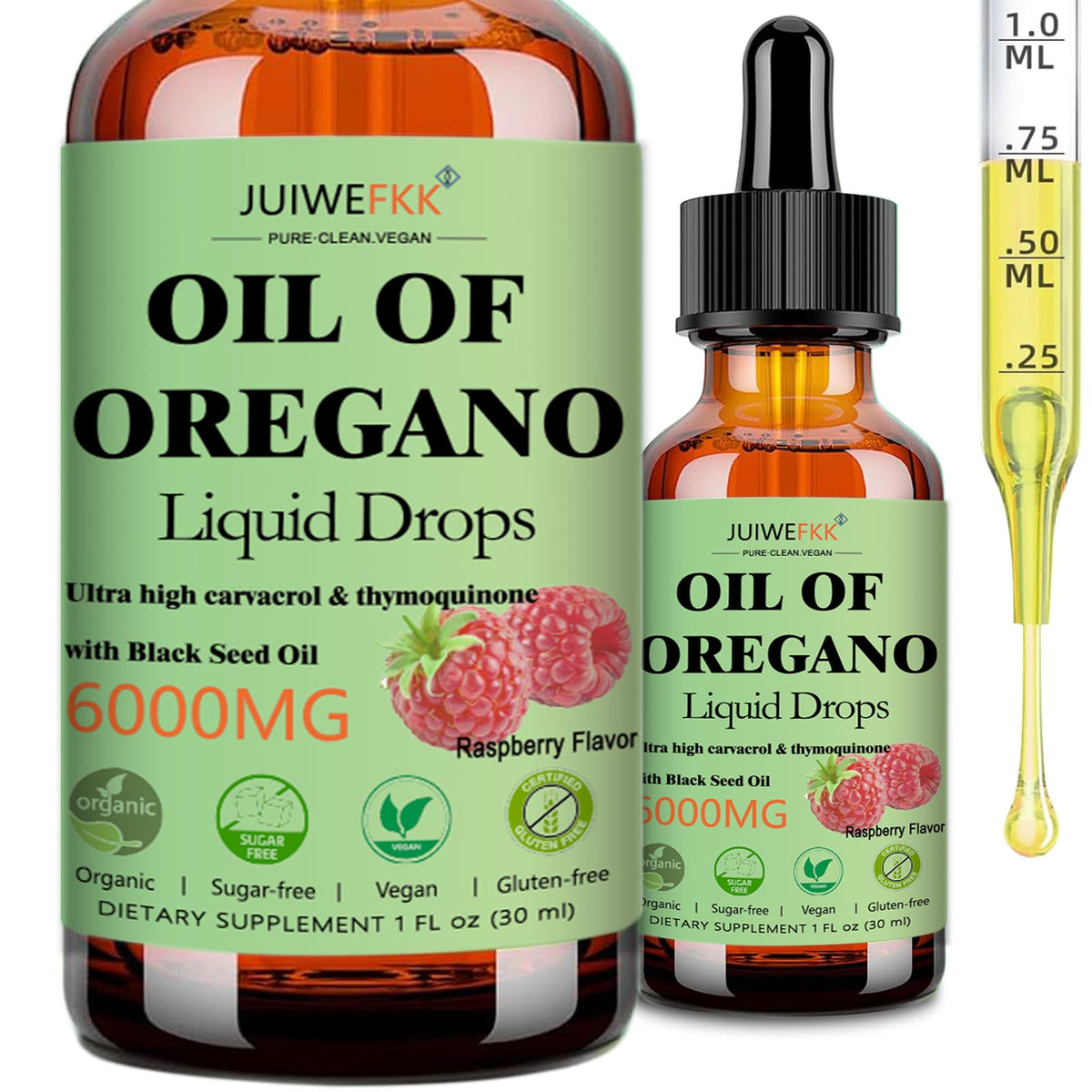 Flacon de 60ml d'huile d'origan et d'huile de graines noires JUIWEFKK