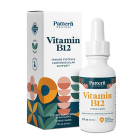 Flacon de 60ml de complément alimentaire B12 vegan Pattern Wellness