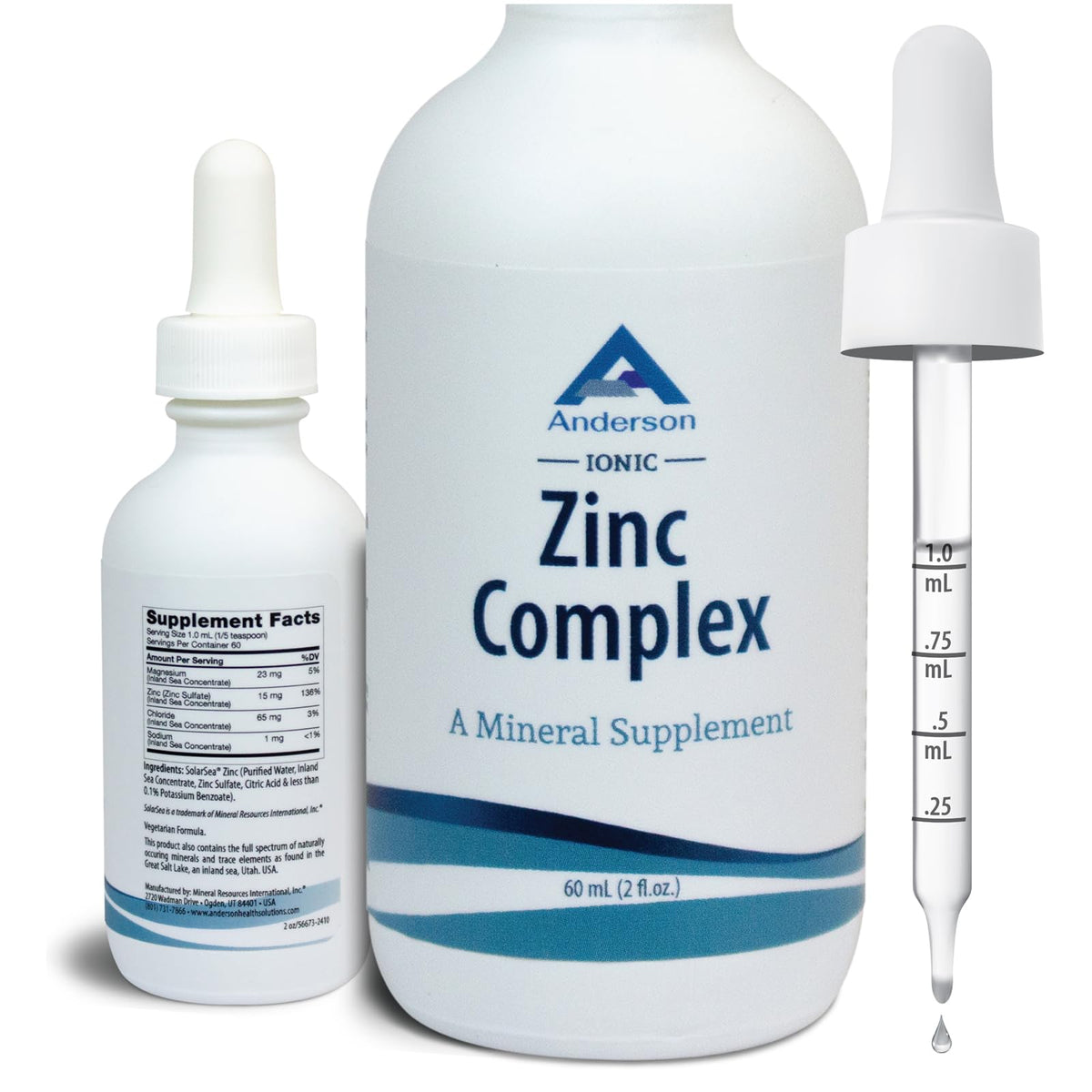 Flacon de 60ml de Complexe de Zinc Ionique de Mineral Resources International, Inc.