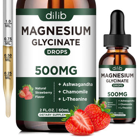 Flacon de 60ml de dilib Magnésium Glycinate avec étiquette en fraise