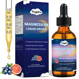 Flacon de 60ml de gouttes de magnésium glycinate Fogdru vue de face