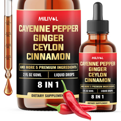 Flacon de 60ml de gouttes liquides de piment de cayenne MILIVOL