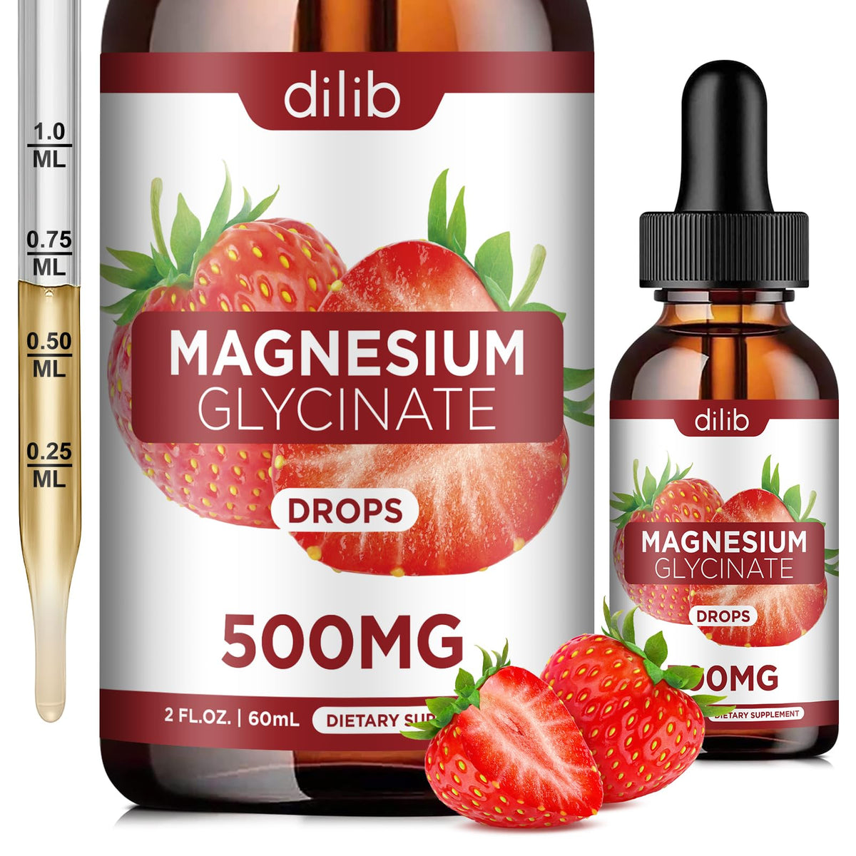 Flacon de 60ml de magnésium glycinate dilib avec étiquette