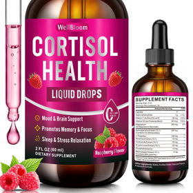 Flacon de 60ml de réducteur de cortisol WellBloom avec gouttes liquides