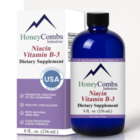 Flacon de 8 Fl oz de gouttes liquides de vitamine B3 HoneyCombs