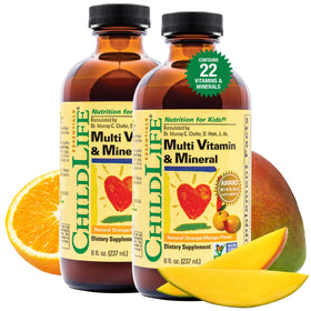 Flacon de 8 Fl Oz de Multivitamines et Minéraux CHILDLIFE ESSENTIALS, mangue, avant