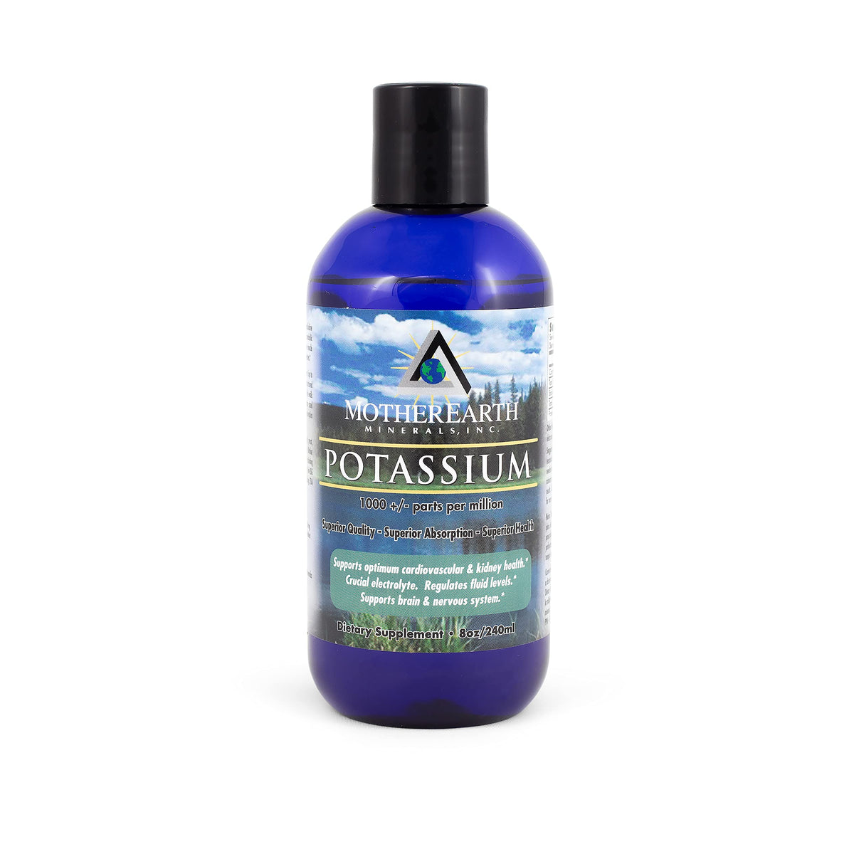 Flacon de 8 oz de complément alimentaire potassium Mother Earth Minerals