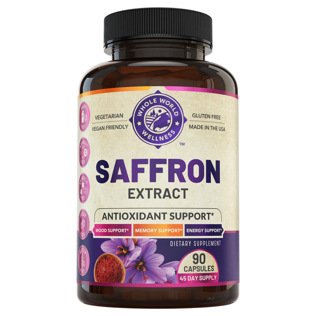Flacon de 82g d'extrait de safran pur WHOLE WORLD WELLNESS