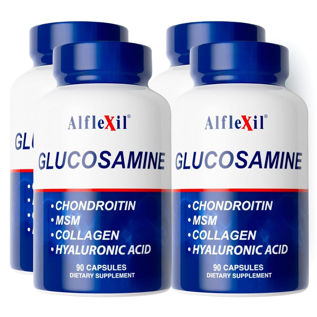 Flacon de 90 capsules ALFLEXIL Glucosamine et Chondroïtine vue de face