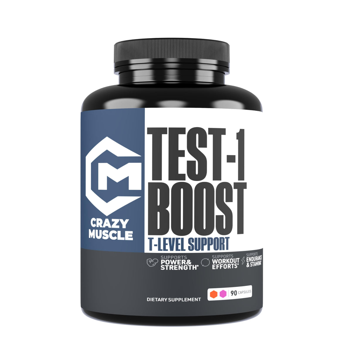Flacon de 90 capsules Crazy Muscle avec étiquette détaillée