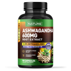 Flacon de 90 capsules d'ashwagandha Built by Nature vue de face