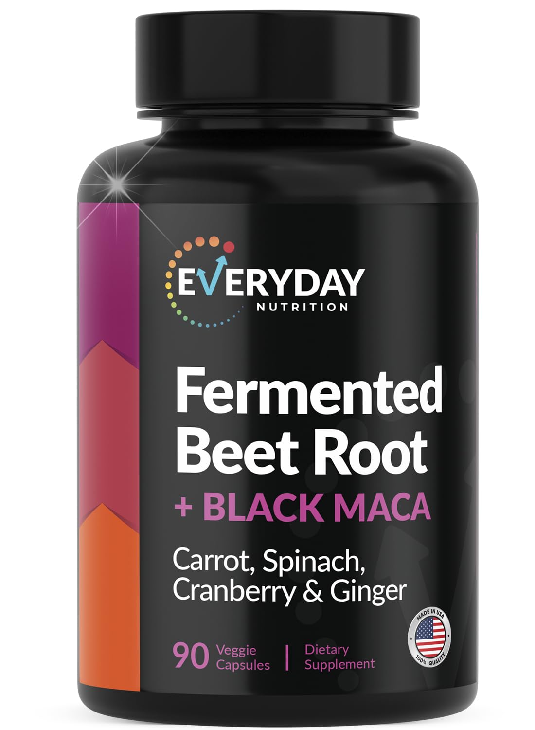Flacon de 90 capsules de Betterave Fermentée et Maca Noir de EVERYDAY NUTRITION