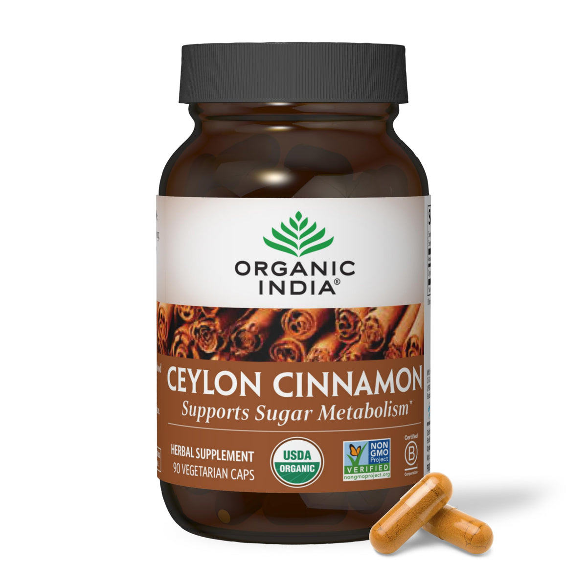 Flacon de 90 capsules de cannelle de Ceylan ORGANIC INDIA