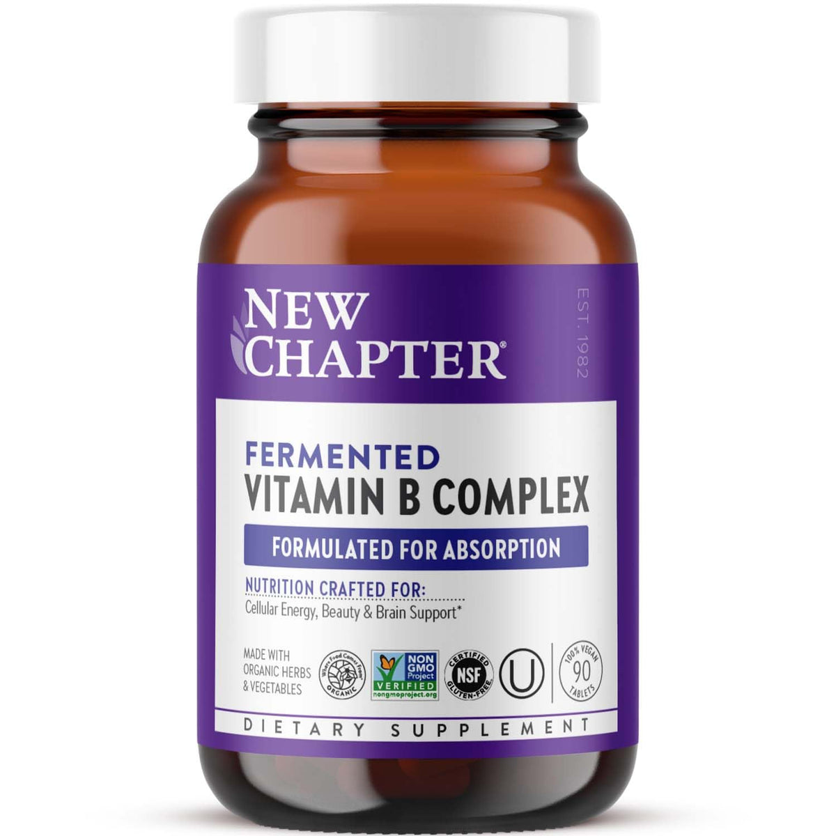Flacon de 90 capsules de complexe de vitamines B fermentées bio New Chapter