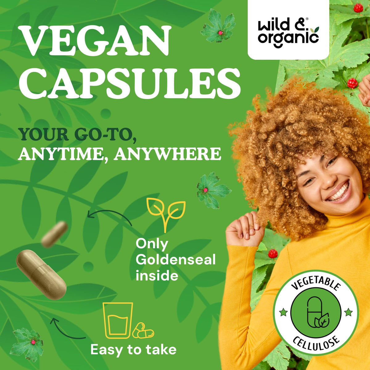Flacon de 90 capsules de goldenseal Wild & Organic