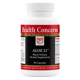 Flacon de 90 capsules de Health Concerns Aloe 22 vue de face