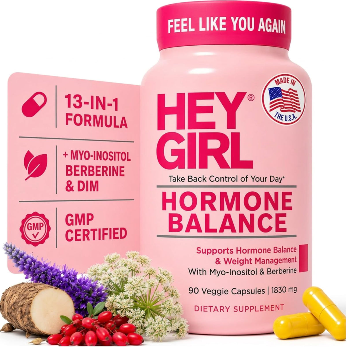 Flacon de 90 capsules de Hey Girl Tea Complément Alimentaire Femme