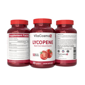 Flacon de 90 capsules de Lycopène VitaCosmoX sur fond blanc